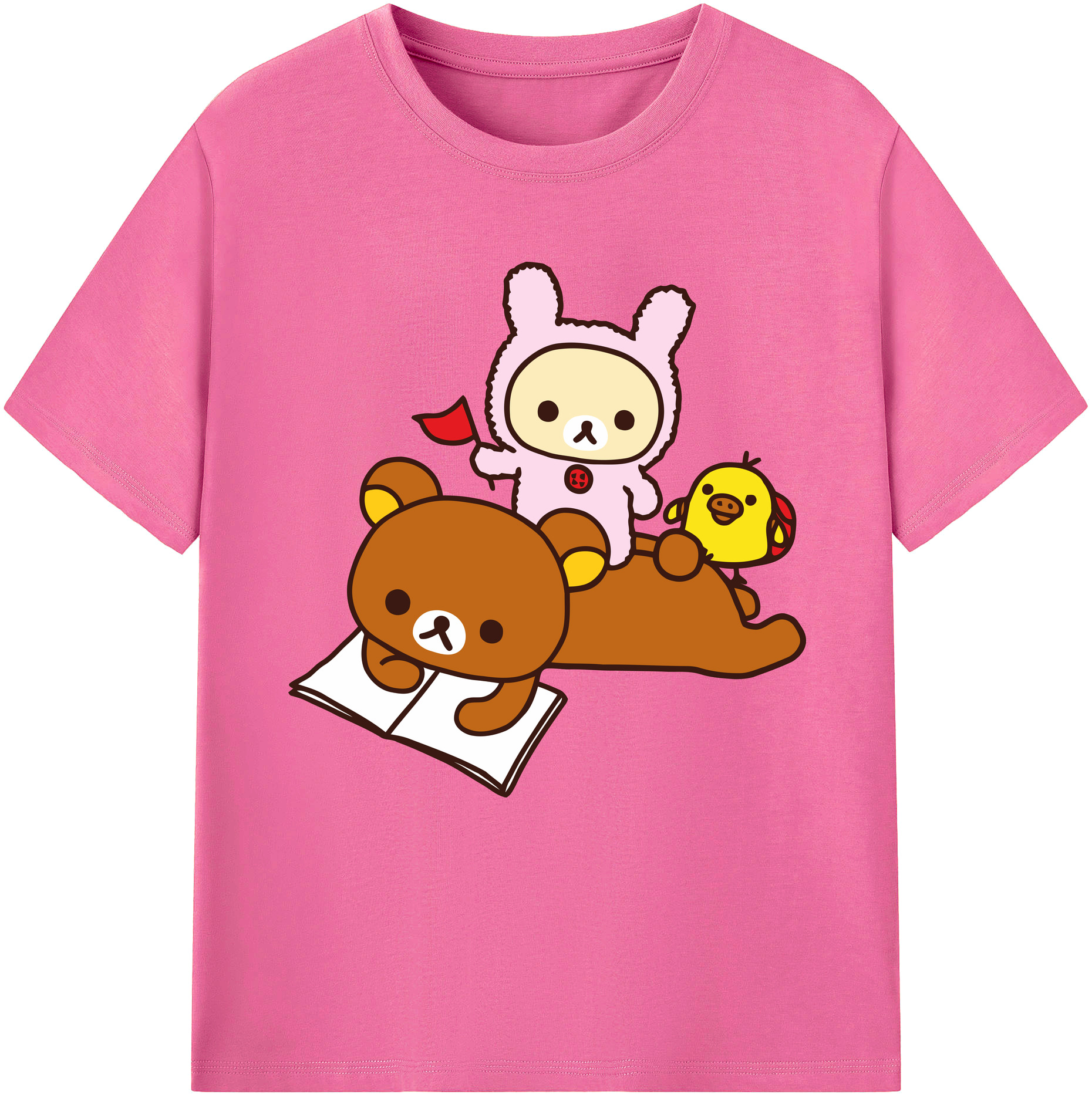 （画像用） リラックマ リラックマ キイロイトリ Rilakkuma Korilakkuma Kiiroitori レディースカジュアルプリントTシャツ（綿100％）